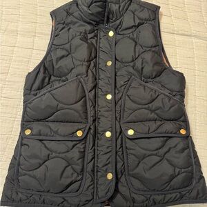 J Crew Signature Puffer Vest Black Medium EUC